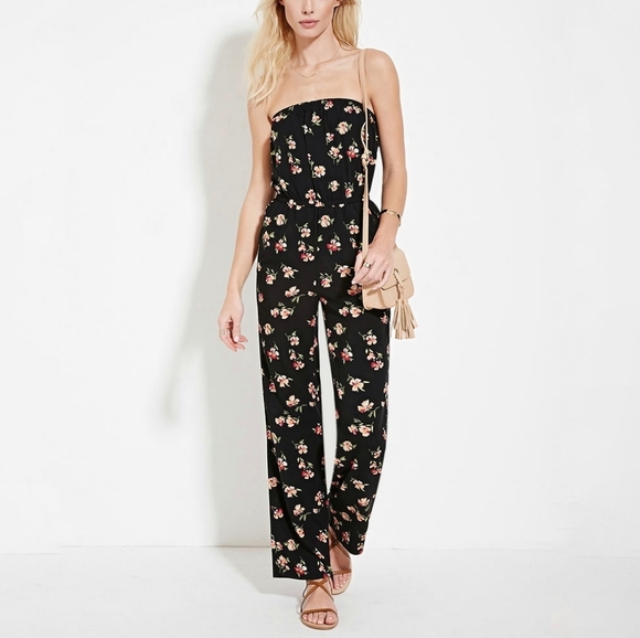 Floral strapless jumpsuit (small) - Picture 1 of 3